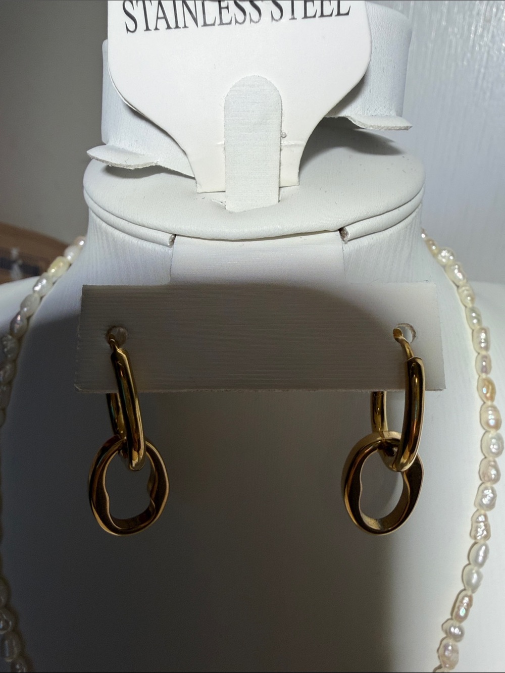 Plunder Gold Double Hoop Drop Earrings